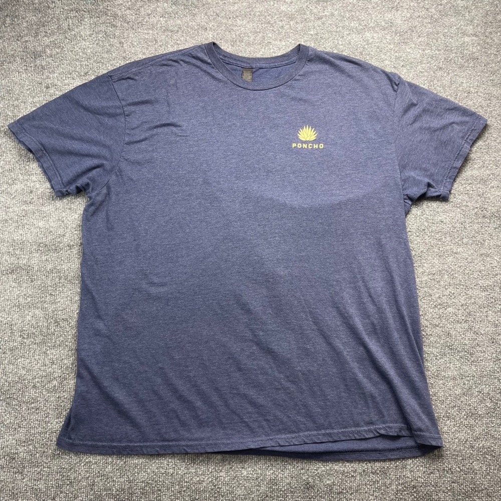 Poncho Outdoors Mens 2XL Graphic T-Shirt Blue Agave Logo Short Sleeve Tee XXL